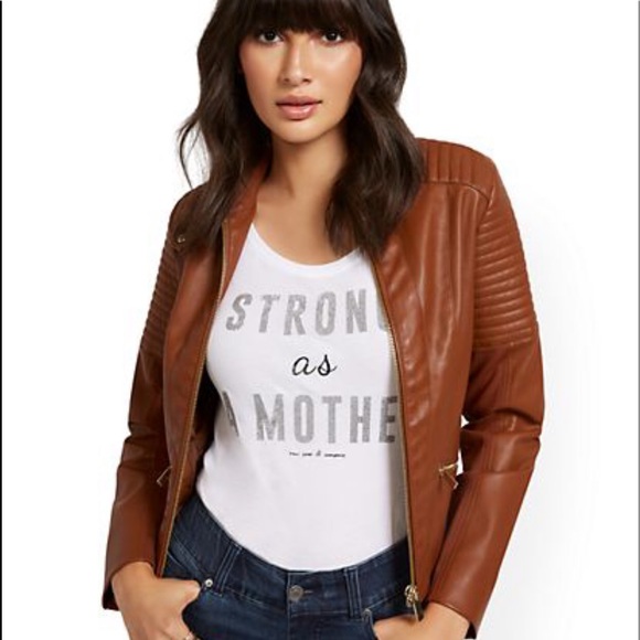 NEW YORK COMPANY, NEW BROWM MOTO JACKET SMALL - Picture 2 of 4